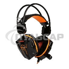 Игровая гарнитура RUSH COBRA, динамики 40мм, велюровые амбушюры, черный/оранжевый (SBHG-1100)