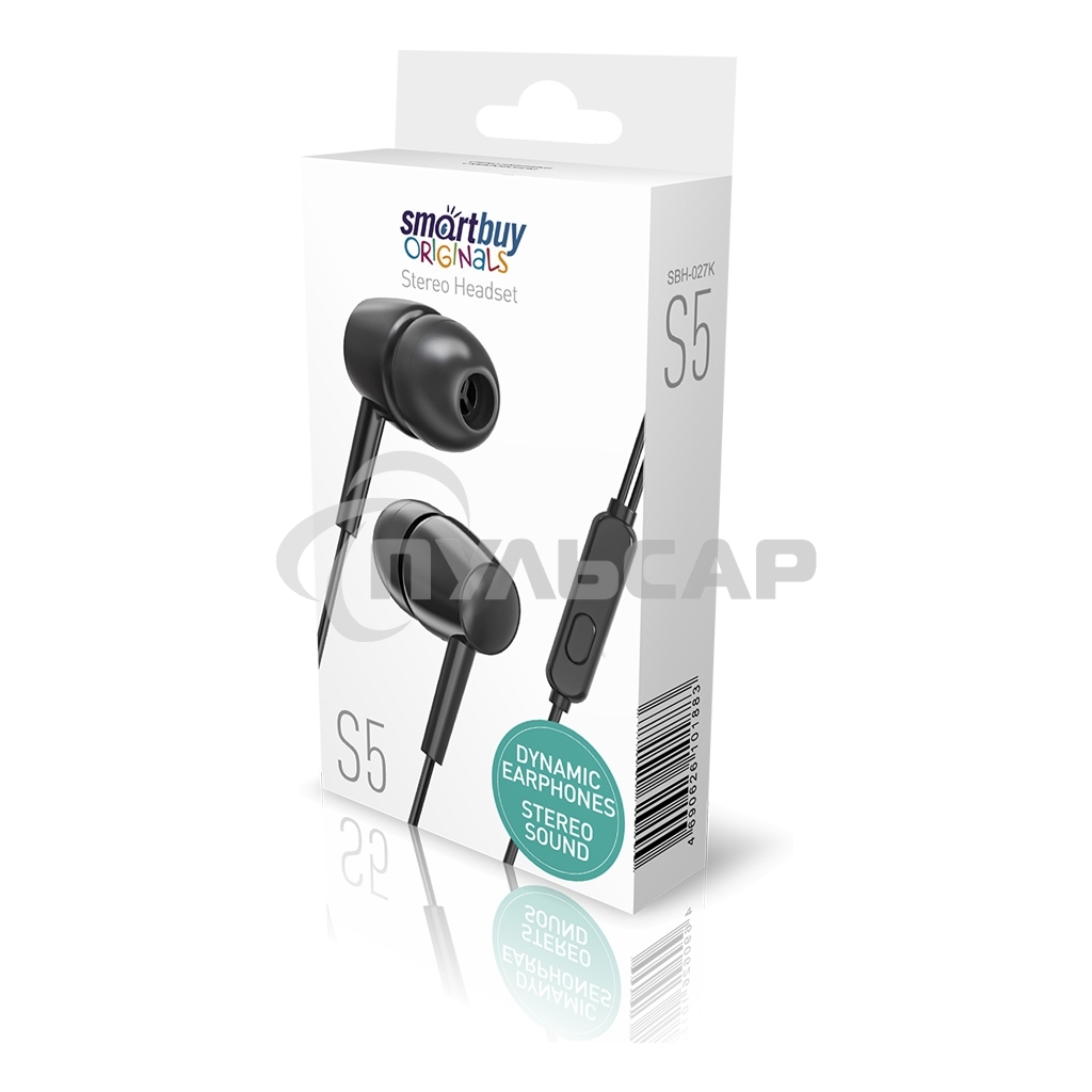 Внутриканальная гарнитура Smartbuy S5, микрофон, пульт, черная (SBH-027K)/60