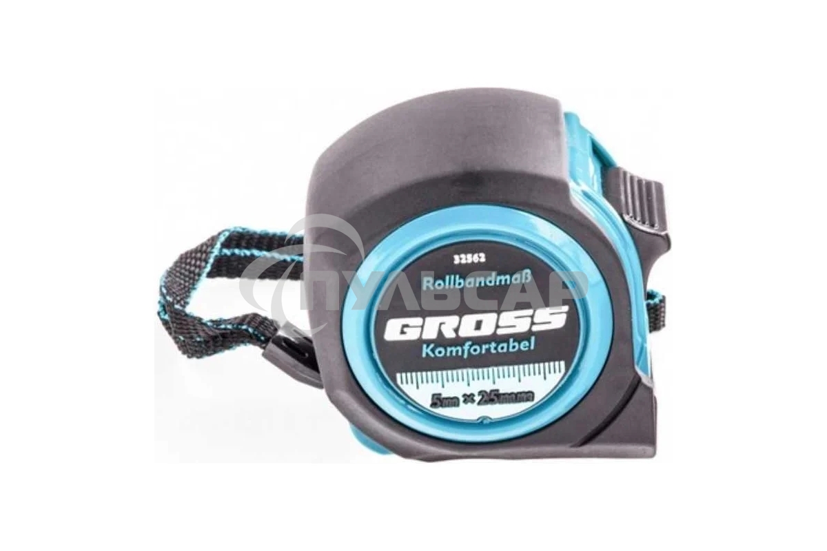 Рулетка Komfortabel, 5 м х 25 мм, обрезиненный корпус Gross