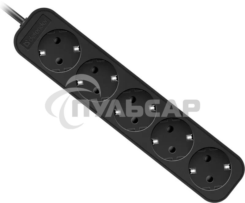 Удлинитель Defender M550 черный, 5 м, EURO, 5 розеток, 2200 Вт