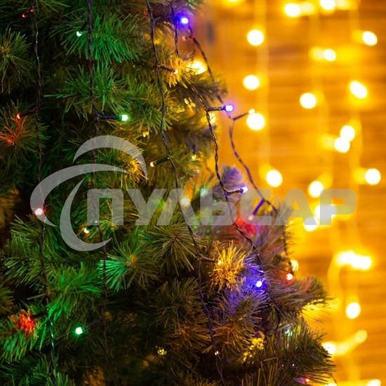 Гирлянда светод. Funray Дождик, SE-RAIN-200M, 10н по 2м, 200LED, мульти(4цв.), контр, зел.шн 1,5м,