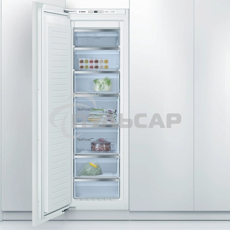 Встраиваемый морозильный шкаф Bosch GIN81AEF0U, белый, 212л, 5 ящиков