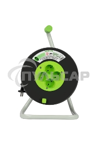 Удлинитель силовой ЭРА GREEN LINE KAT-2x1.5-50m Greenline на катушке пластик 4 розетки без заземления 50м ПВС 2x1.5мм2