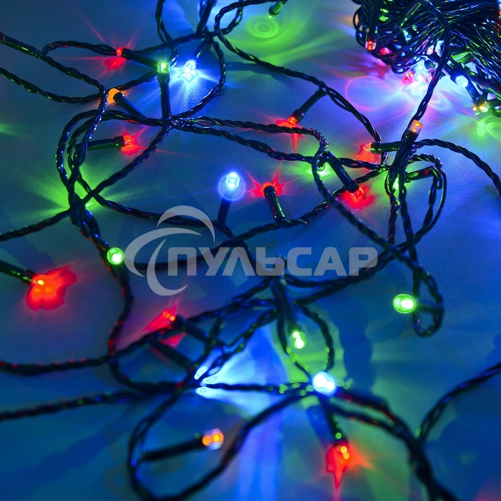 Гирлянда светод. Funray Дождик, SE-RAIN-200M, 10н по 2м, 200LED, мульти(4цв.), контр, зел.шн 1,5м,