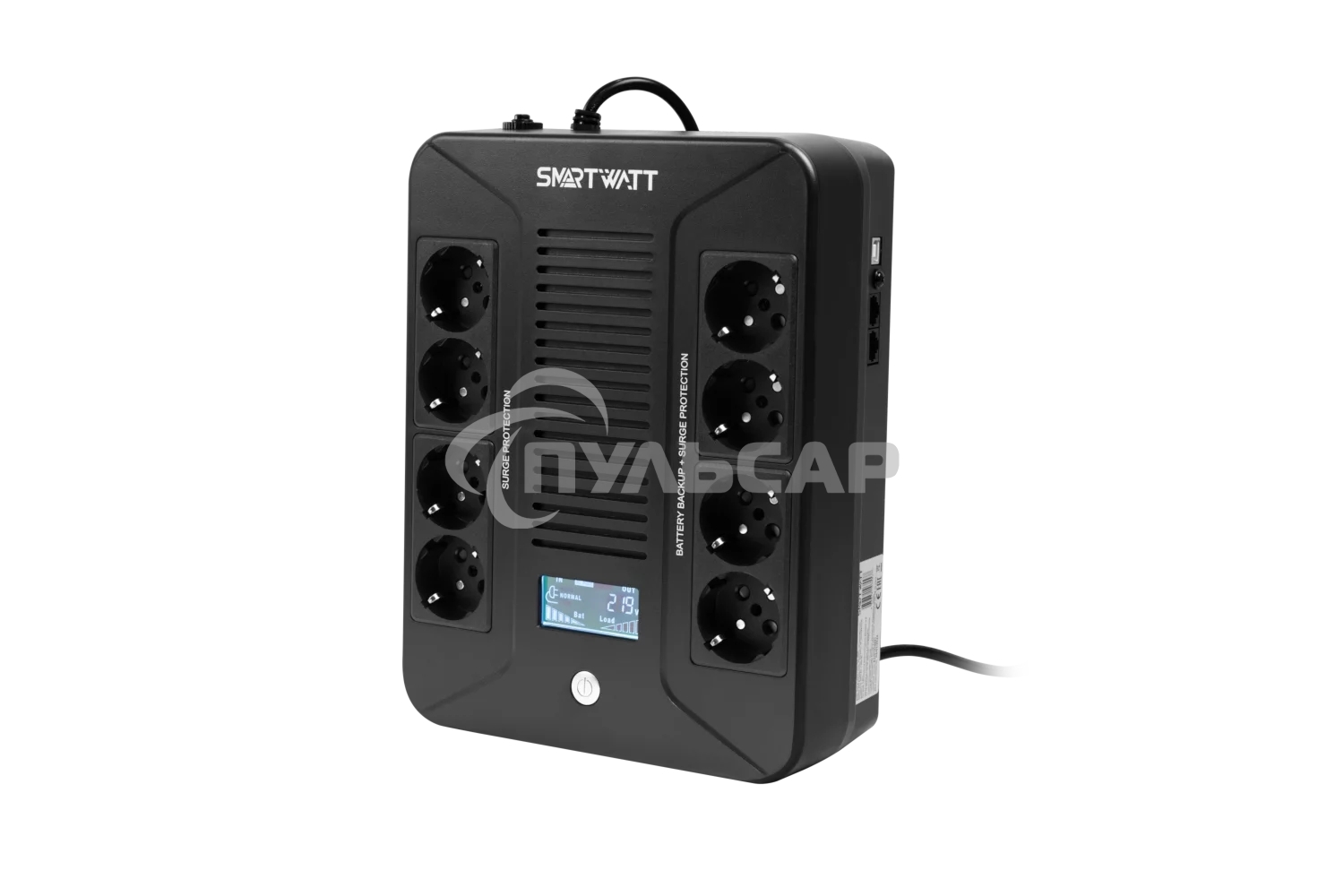 Источник бесперебойного питания SMARTWATT UPS SAFE PRO LCD 600 Line-interactive 600VA/360W Brick (Euro x8, USB, RJ11/RJ45 protection, LCD, 275x210x9