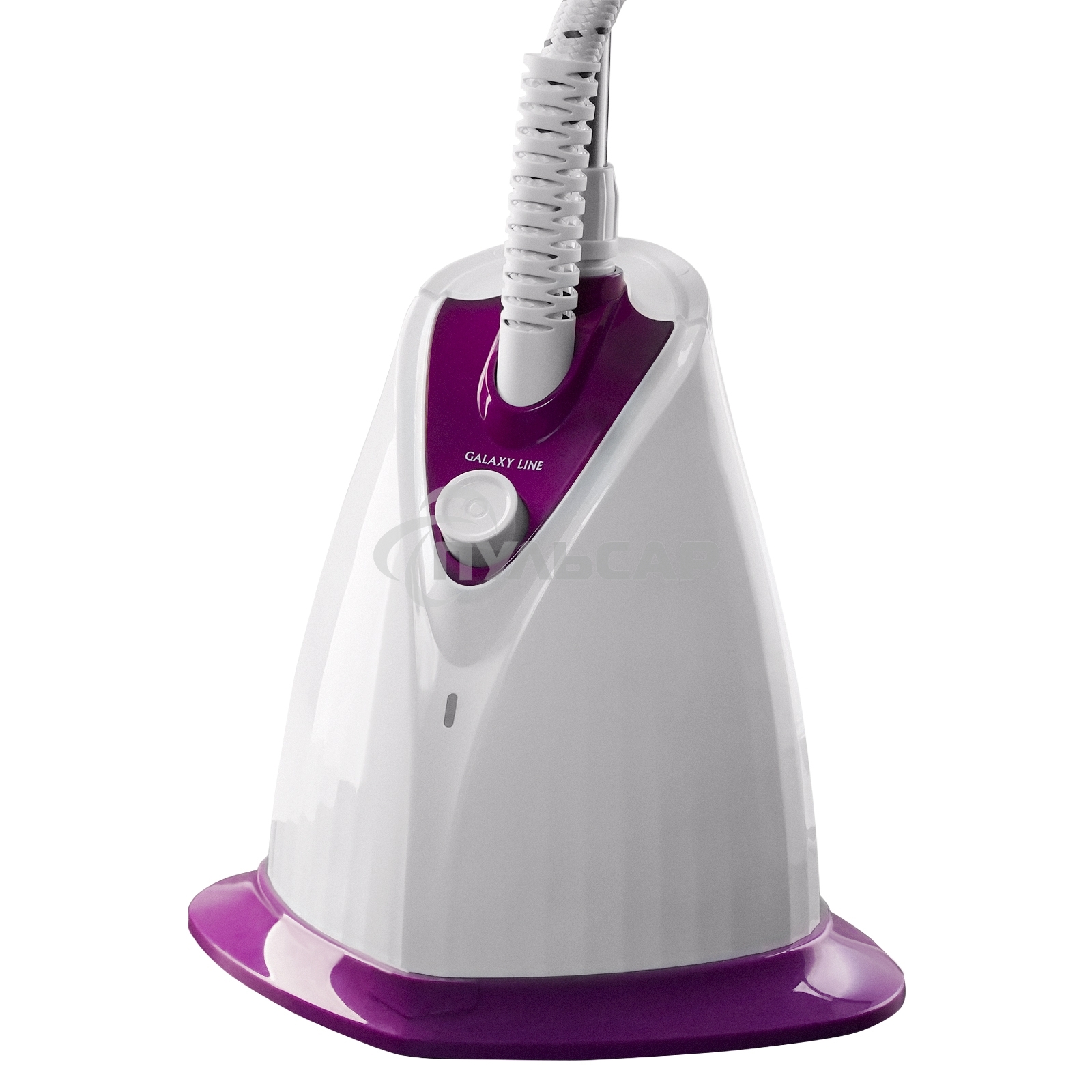 Отпариватель Galaxy Line GL 6211, белый с фиолетовым, стационарный, 2000 Вт, объем контейнера для воды 1,7 л, 3 режима отпаривания