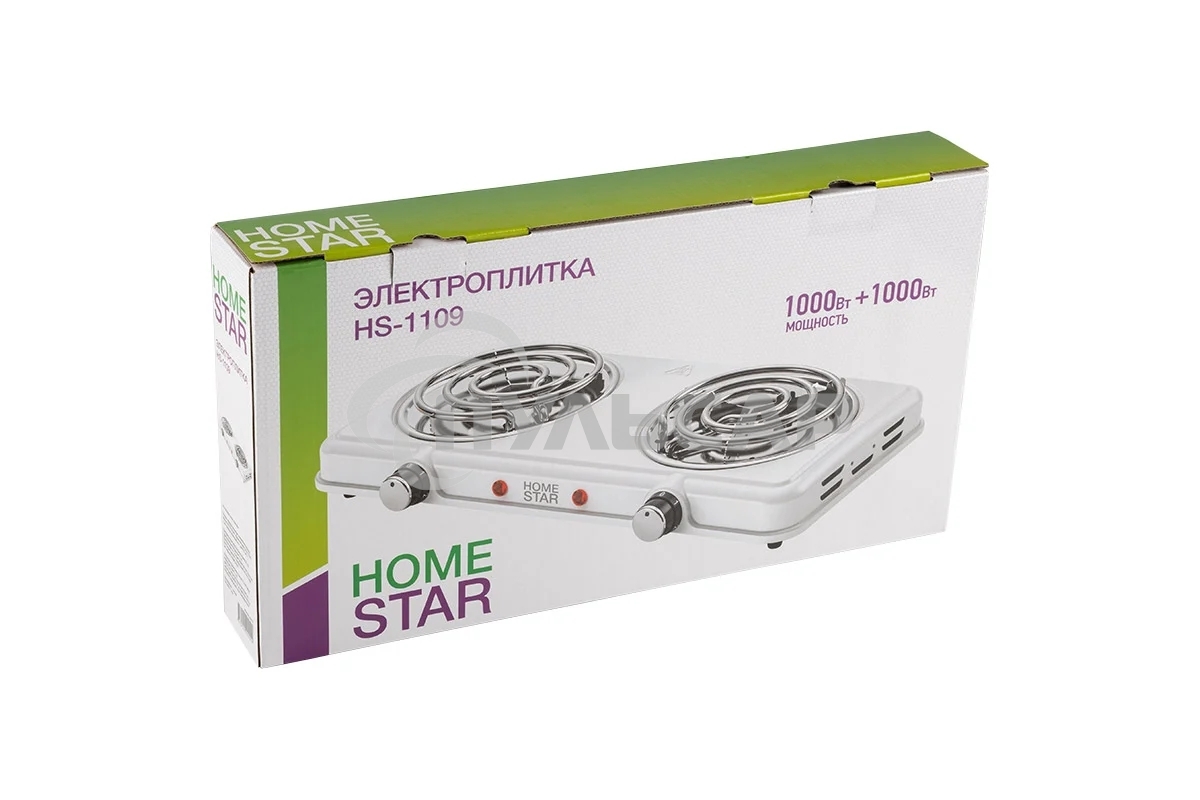 Плитка электрическая HOMESTAR HS-1109, 2 конф, белый, ТЭН