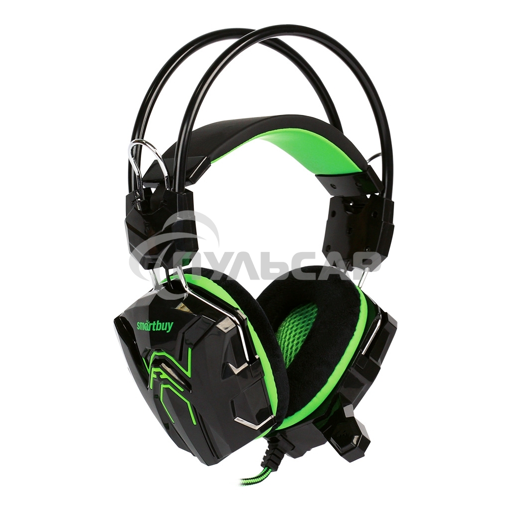 Игровая гарнитура RUSH COBRA, динамики 40мм, велюровые амбушюры, черный/зеленый (SBHG-1200)