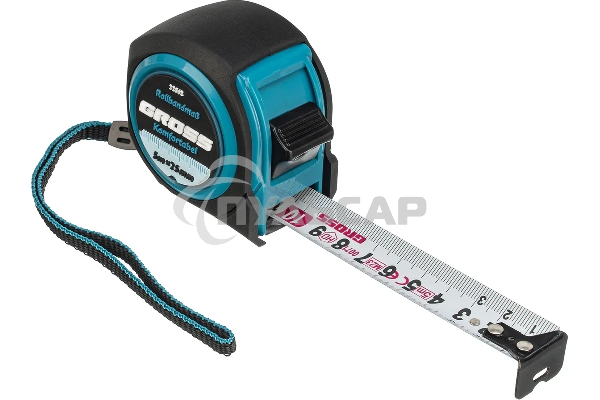 Рулетка Komfortabel, 5 м х 25 мм, обрезиненный корпус Gross
