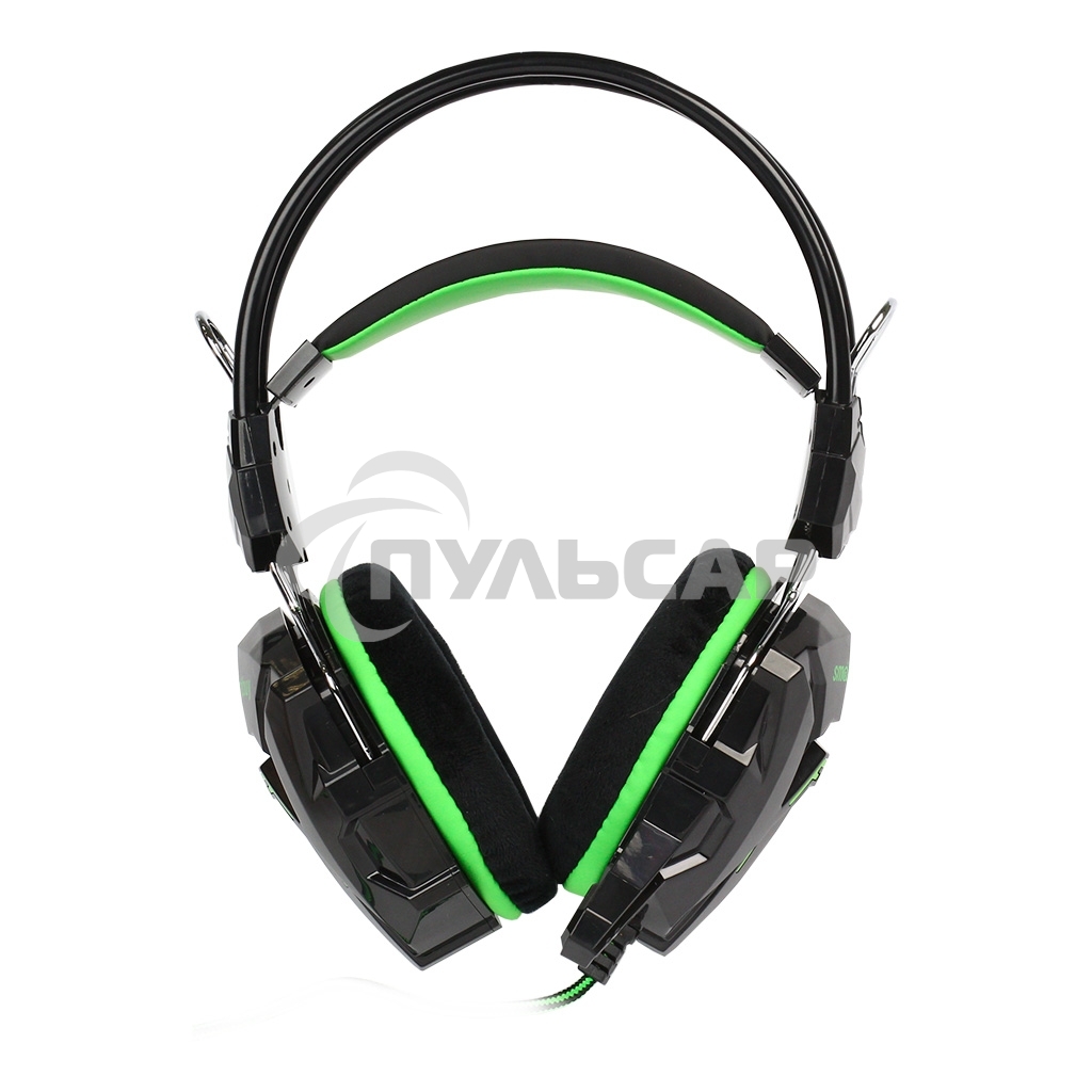 Игровая гарнитура RUSH COBRA, динамики 40мм, велюровые амбушюры, черный/зеленый (SBHG-1200)