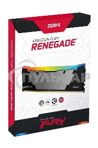 Оперативная память Kingston Fury Renegade, DDR4, 32Gb (2x16Gb), 3200MHz, CL16, DIMM, с радиатором, RGB, серебристый/черный