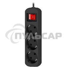 Удлинитель Defender G318 черный, 1.8 м, EURO, 3 розетки, 2200 Вт