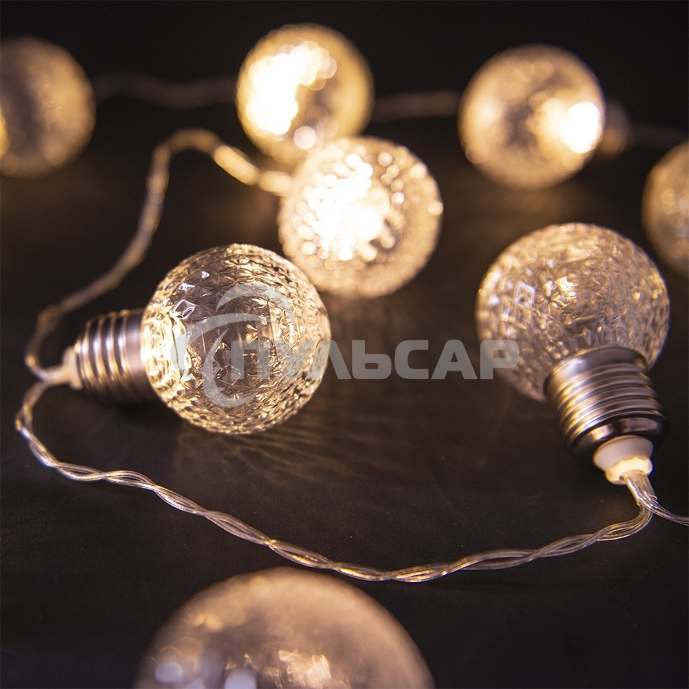 Гирлянда светод. Funray Лампы,SE-HL-1.810WW,2*АА,1.8м,10LED,10ламп,тепл.бел,прозрачный провод