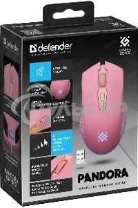 Мышь беспроводная Defender Pandora GM-502 розовый, 3200 dpi, радиоканал, USB, кнопки - 7