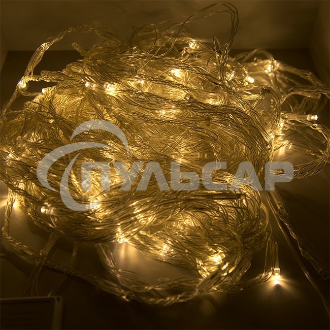 Гирлянда светод. Funray Занавес CL-320WW, 3*2,5м,320LED,тепл.белый,прозрачный шн. 2,5м,220в,IP20,контр