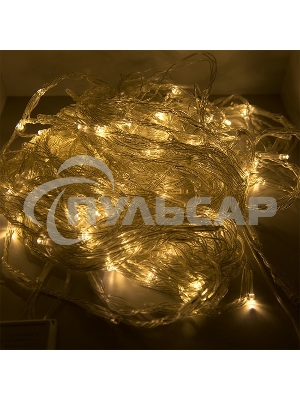 Гирлянда светод. Funray Занавес CL-320WW, 3*2,5м,320LED,тепл.белый,прозрачный шн. 2,5м,220в,IP20,контр