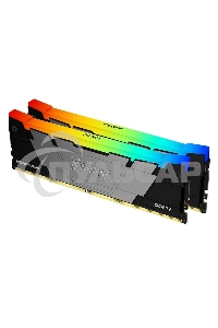 Оперативная память Kingston Fury Renegade, DDR4, 32Gb (2x16Gb), 3200MHz, CL16, DIMM, с радиатором, RGB, серебристый/черный