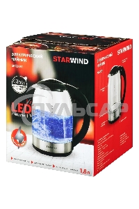 Чайник электрический Starwind SKG2051 1.8л. 1800Вт черный/серебристый (корпус: стекло)