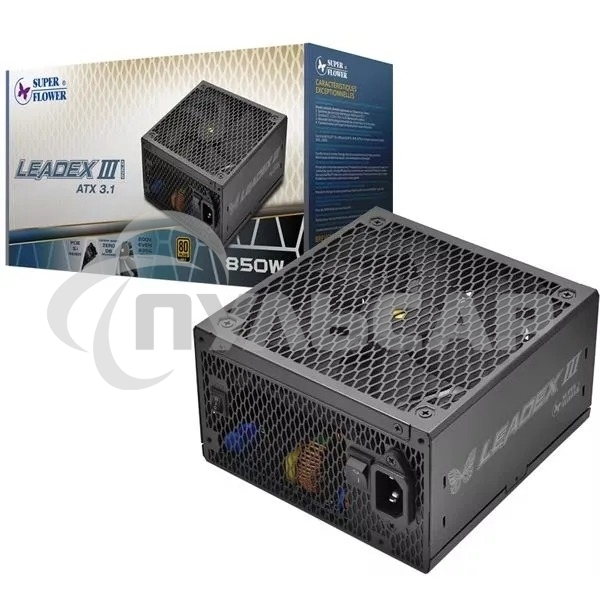 Блок питания Super Flower Power Supply Leadex III Gold SF-850F14GE(GL), 850W, ATX 3.1, 140мм, 8xSATA, 3xPCI-E(6+2), 1x12VHPWR(12+4), APFC, 80 PLUS Gold, Full Modular