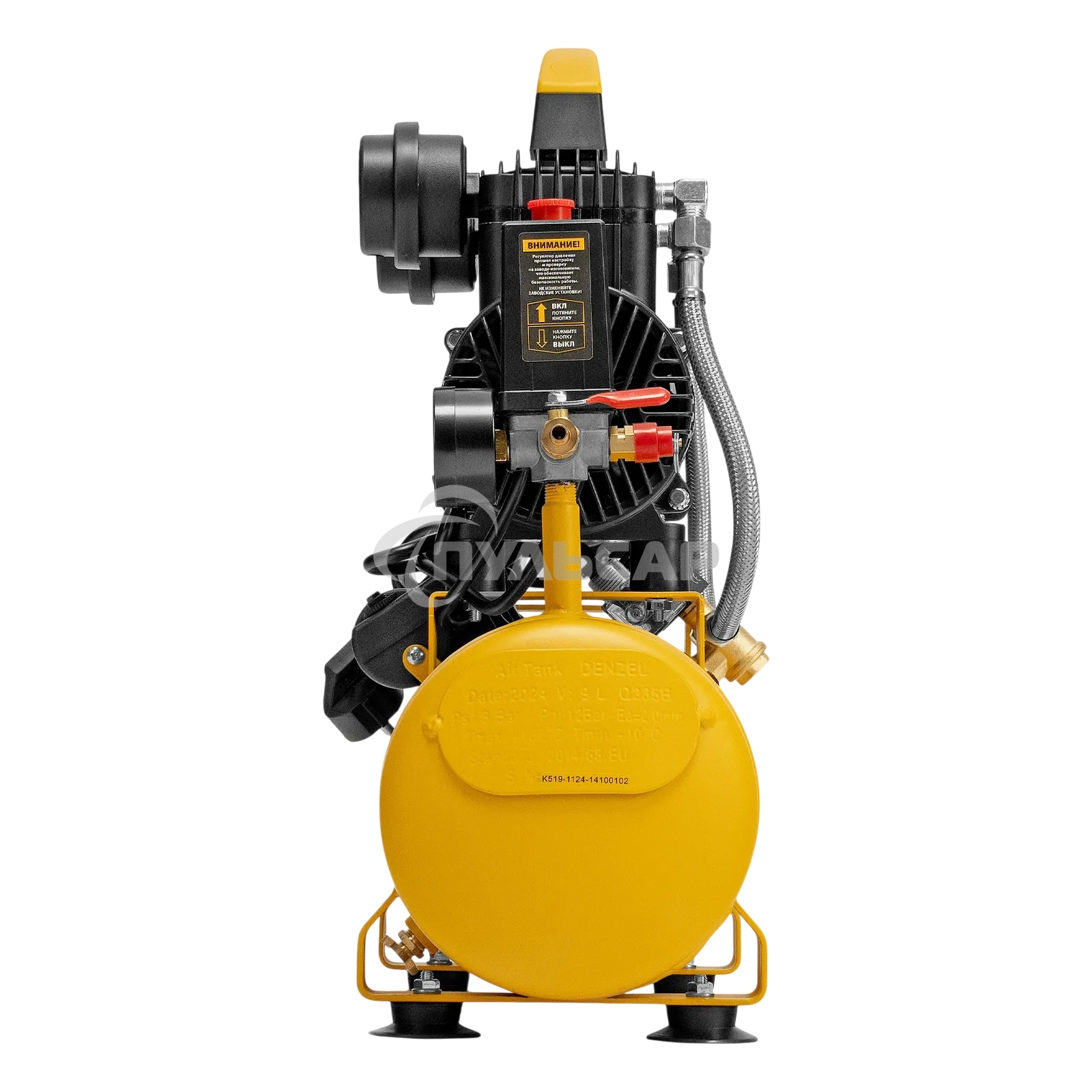 Компрессор безмасляный малошумный Denzel DLP-950/10, 950 Вт,10 л, 2850 об/мин, 170 л/мин