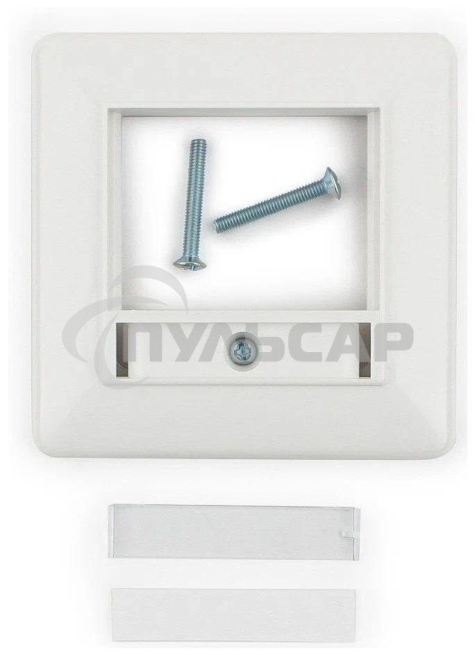 Рамка для розетки квадратная 80x80 евро белая с металл.прокладкой