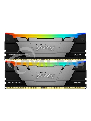 Оперативная память Kingston Fury Renegade, DDR4, 32Gb (2x16Gb), 3200MHz, CL16, DIMM, с радиатором, RGB, серебристый/черный