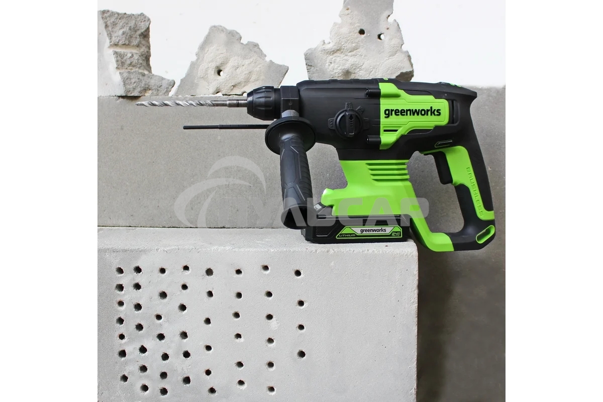 Перфоратор аккумуляторный бесщеточный GreenWorks GD24SDS2 2 ДЖ, 24V, c 1хАКБ 4 Ач и ЗУ в сумке (3803007UB)