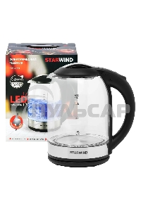 Чайник электрический Starwind SKG2051 1.8л. 1800Вт черный/серебристый (корпус: стекло)