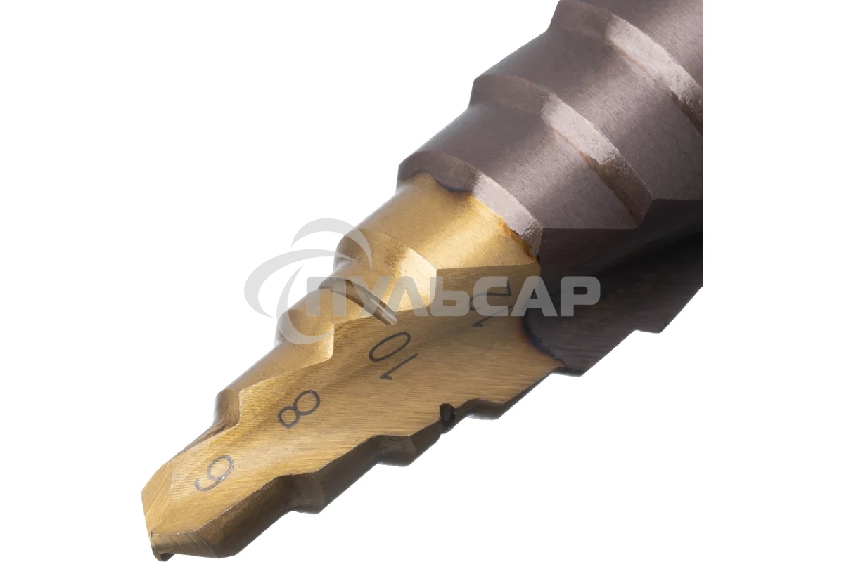 Сверло ступенчатое Denzel 6-8-10-12-14-16-18-20-22-24-26-28-30мм, Р6М5К5, 6-гр. хвостовик 723614