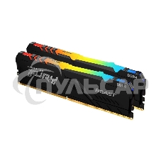 Оперативная память Kingston Fury Beast, DDR4, 16Gb (2x8Gb), 3200MHz, CL16, DIMM, с радиатором, RGB, черный