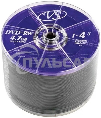 Диск DVD-RW VS (PERFEO) 4.7 Gb, 4x, Bulk (50), (50/600).