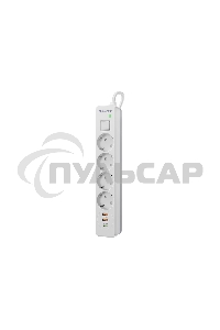 Удлинитель с сетевым фильтром Defender DFS 141, белый, 4розетки, USB+TypeC, 1.5 м.