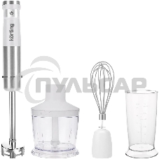 Погружной блендер KORTING KHB 0313 W, беспроводной, мощность 150 Вт, кнопочное управление, 3 насадки (блендер, измельчитель, миксер), 5 скоростей, объем чаши 500 мл, защита двигателя от перегрева/перегрузки, цвет белый