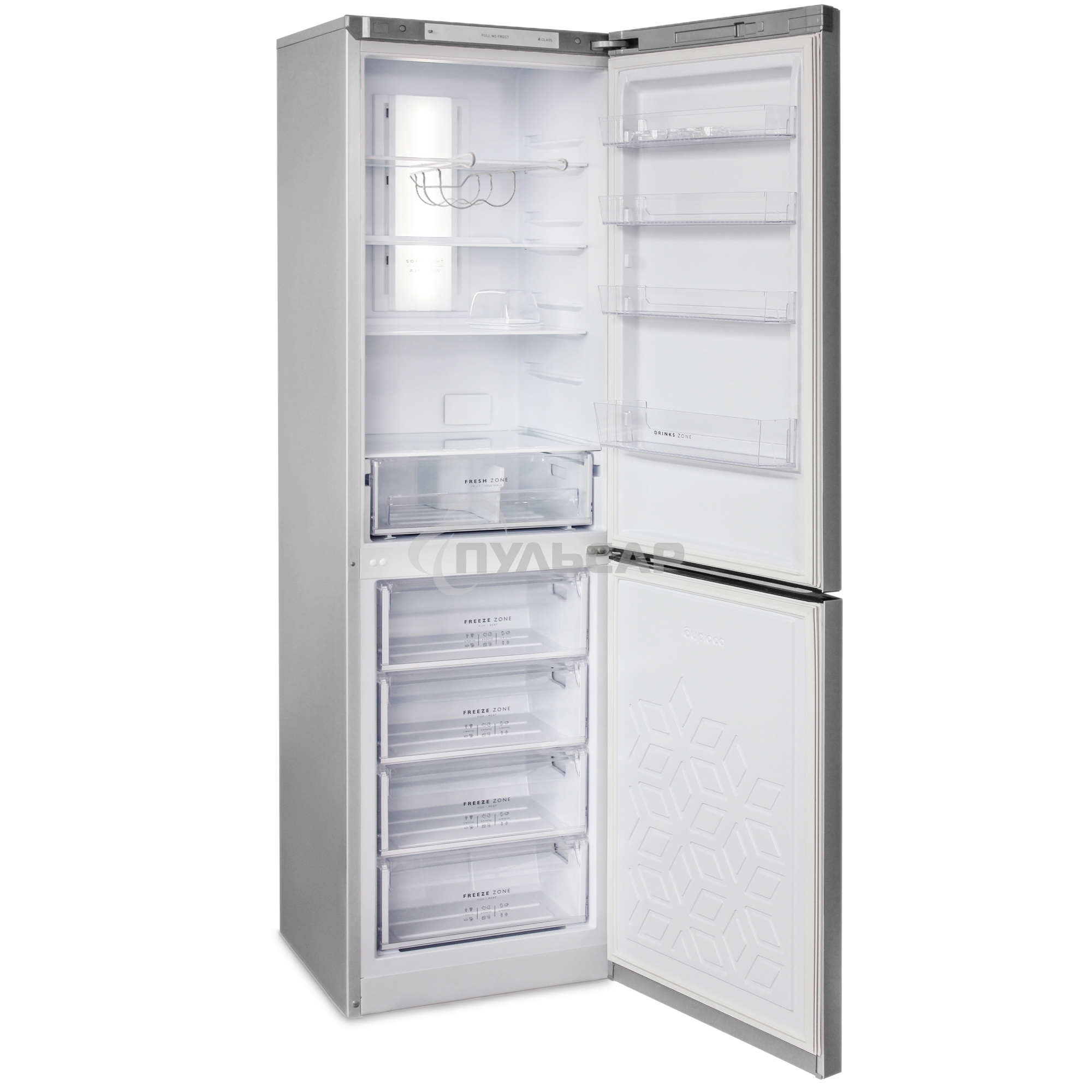 Холодильник Бирюса Б-M980NF металлик двухкамерный 240/130л морозилка снизу, No Frost