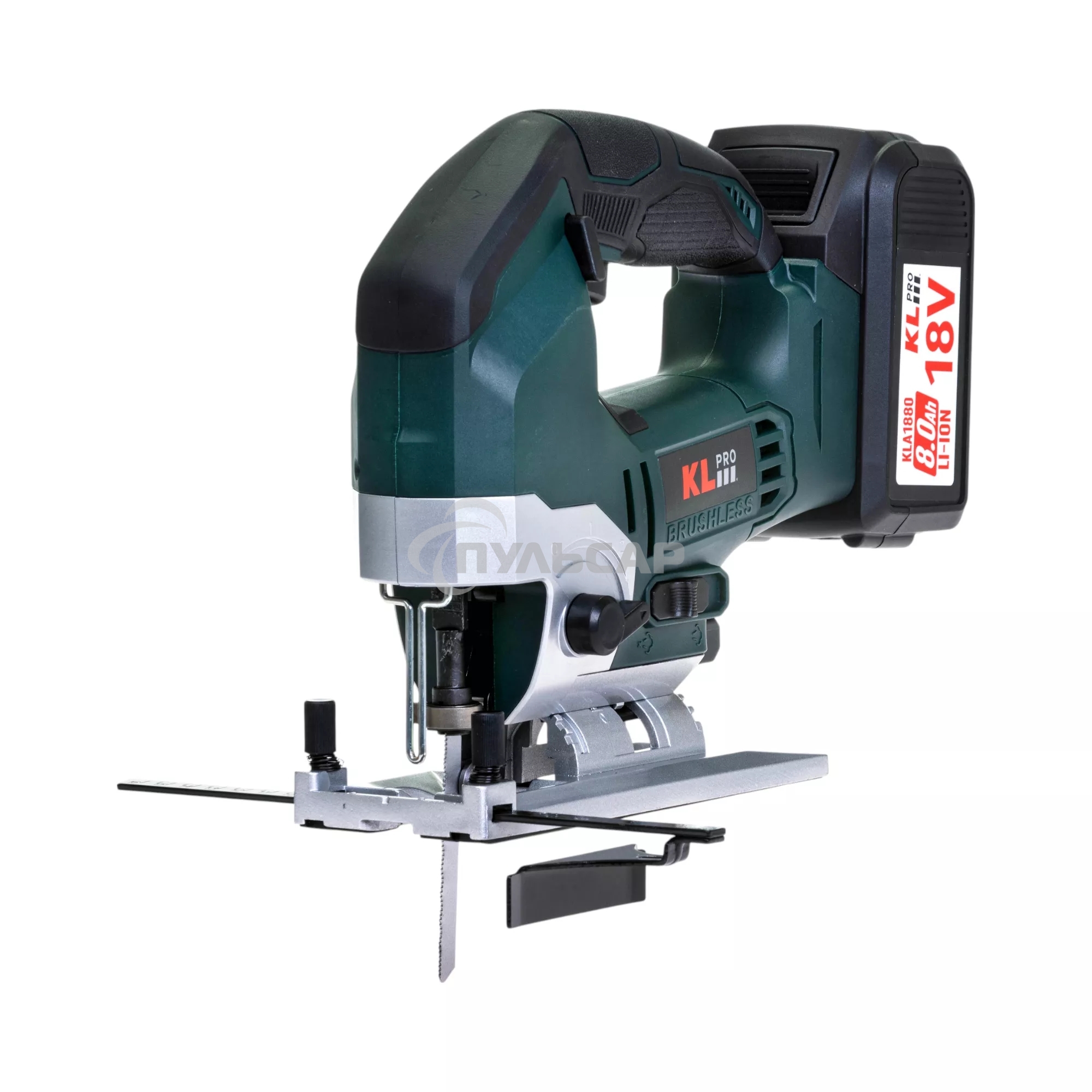 Профессиональный лобзик бесщеточный KLPRO KLDT18B-80 (18В, Li-ion-2шт, 8.0А·ч, патрубок для пылесоса, полотна (дерево/металл, З/У-4А, кейс)