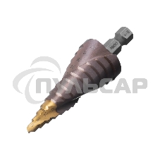 Сверло ступенчатое Denzel 6-8-10-12-14-16-18-20-22-24-26-28-30мм, Р6М5К5, 6-гр. хвостовик 723614