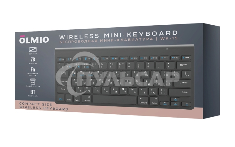 Клавиатура беспроводная OLMIO WK-15 черная, Bluetooth, компактная мультимедийная