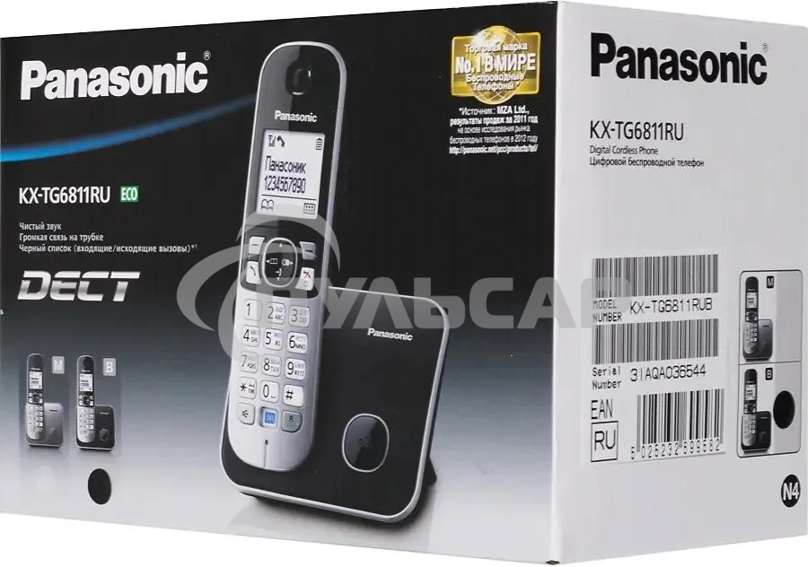 Телефон беспроводной (DECT) Panasonic KX-TG6811RUB черный Беспроводной DECT,40 мелодий,телефонный справочник 120 зап.