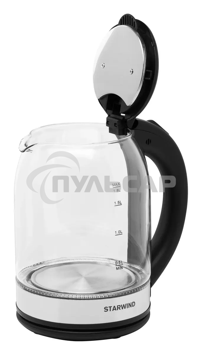 Чайник электрический Starwind SKG2051 1.8л. 1800Вт черный/серебристый (корпус: стекло)