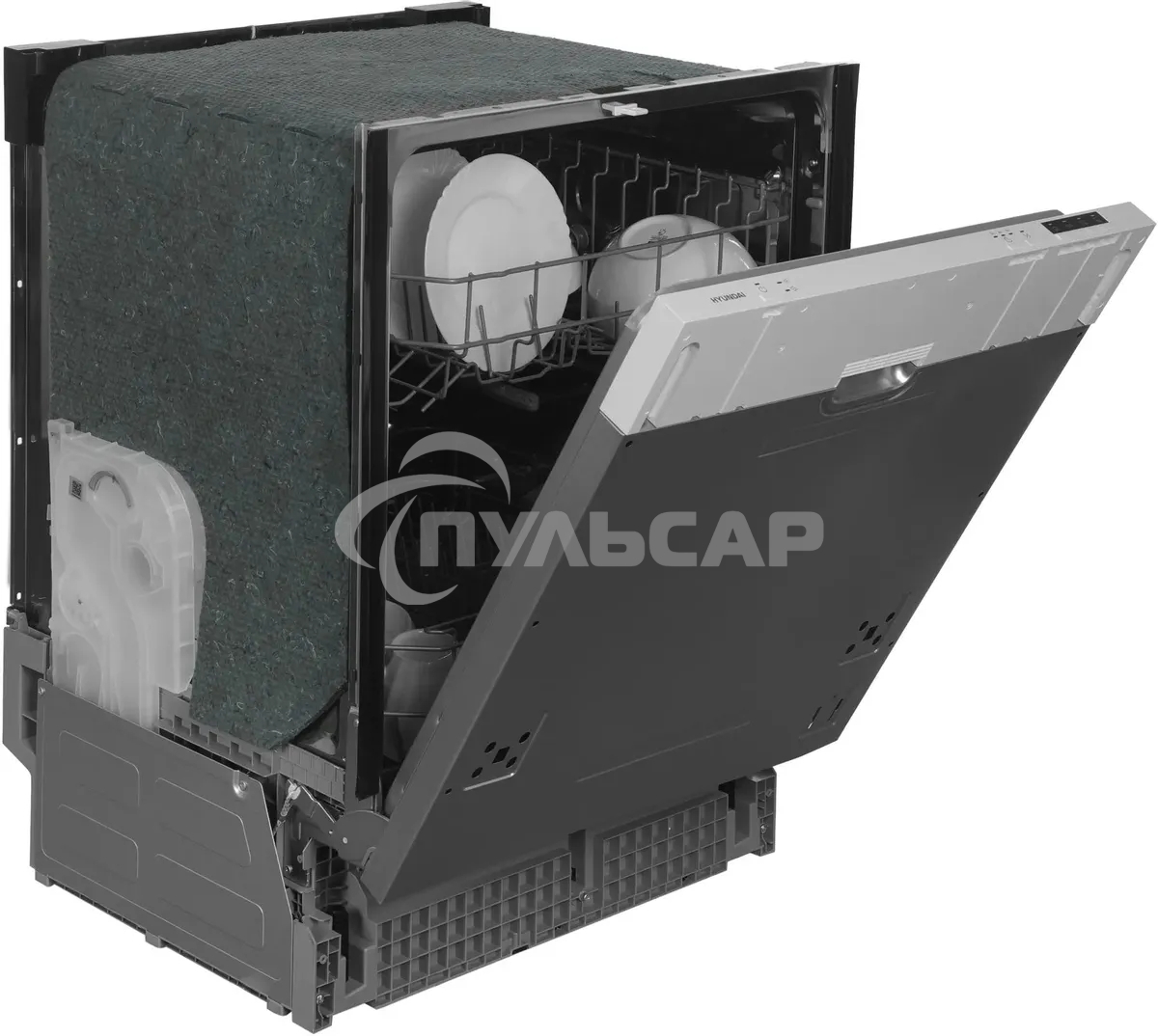 Встраиваемая посудомоечная машина Hyundai HBD 640P, нержавеющая сталь, 59.8 см, 12 компл., 55 дБ, класс A++