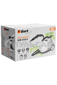 Пароочиститель Bort BDR-2700-R, 2200 Вт; 4 бар; Постоянная подача пара 45 г/мин; Температура пара 143 °С; Емкость бачка 1200 мл; Объем бойлера 1,5 л; Время нагревания 360 с; Время непрерывной работы 35 мин; Длина шланга 2 м; Длина шнура питания 3 м; Разме