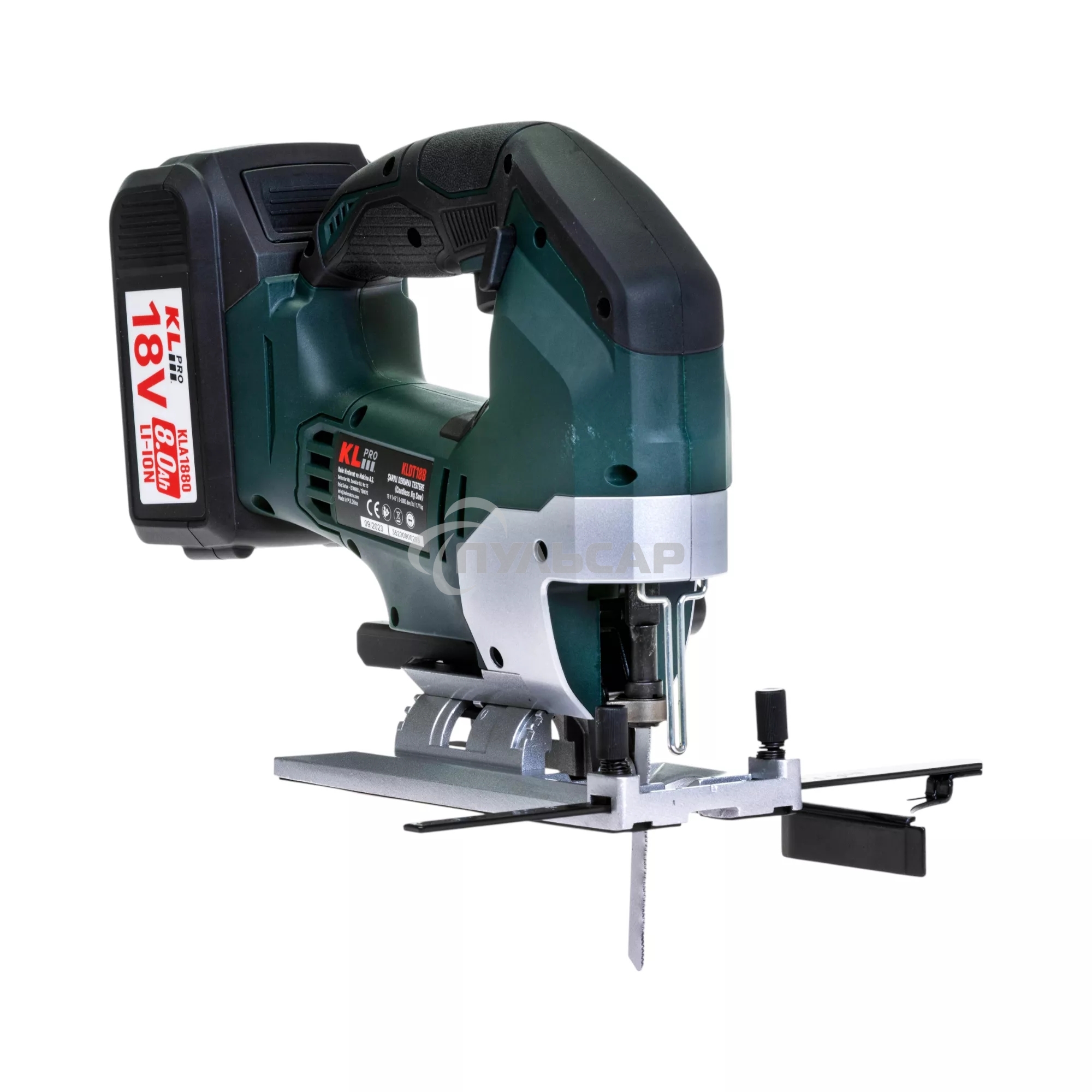 Профессиональный лобзик бесщеточный KLPRO KLDT18B-80 (18В, Li-ion-2шт, 8.0А·ч, патрубок для пылесоса, полотна (дерево/металл, З/У-4А, кейс)