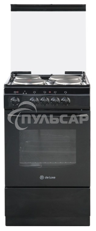 Плита электрическая De Luxe 5004.13э (кр)-001 черный, конфорок 4 шт, духовка 43 л, 50 см x 85 см x 50 см