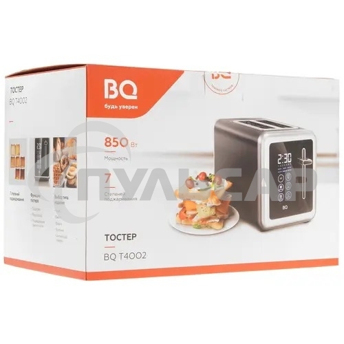 Тостер BQ T4002, 850 Вт, 7 степеней поджаривания, стальной/черный