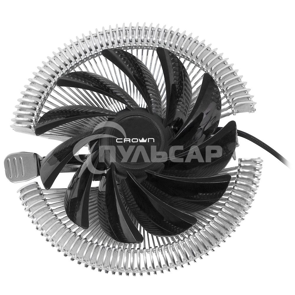 Кулер для процессора Crown CM-S1250TPWM v2 серебристый/черный, 95 мм, алюминий, 2000 об/мин, 28.7 дБ, 4 pin, 125 Вт, 53 мм