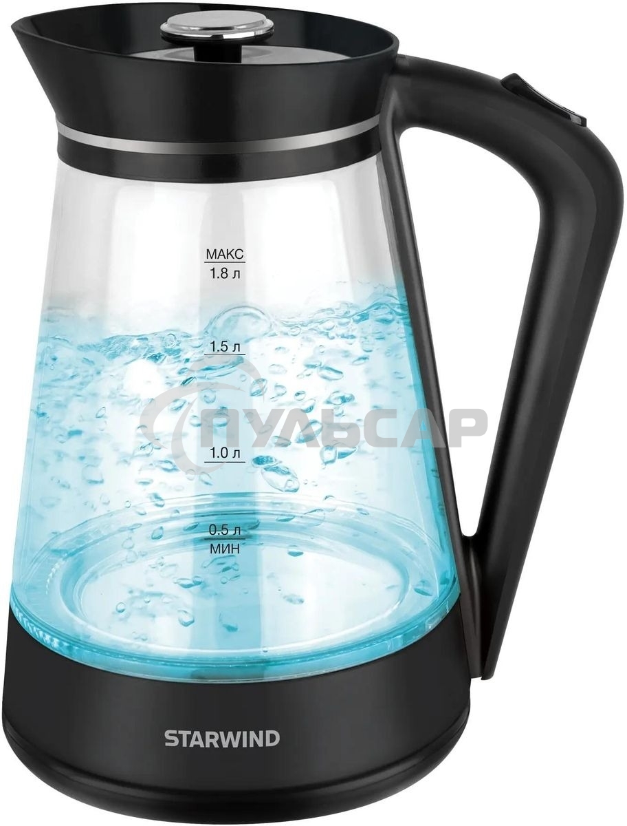 Чайник электрический Starwind SKG2116 1.8л. 1700Вт черный/прозрачный корпус: стекло