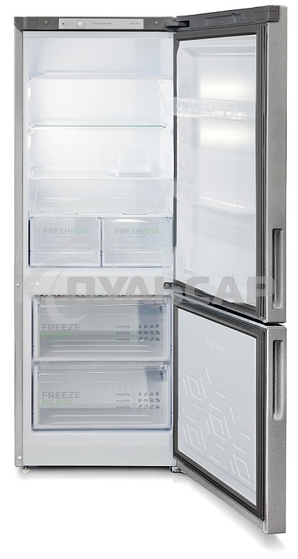 Холодильник Бирюса М6134 металлик двухкамерный 210/85 л морозилка снизу, автоматическое оттаивание