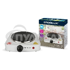 Электрическая плитка Ergolux ELX-EP03-C01 1 конф., дисковый нагр. эл., 1000 Вт 220-240В белый