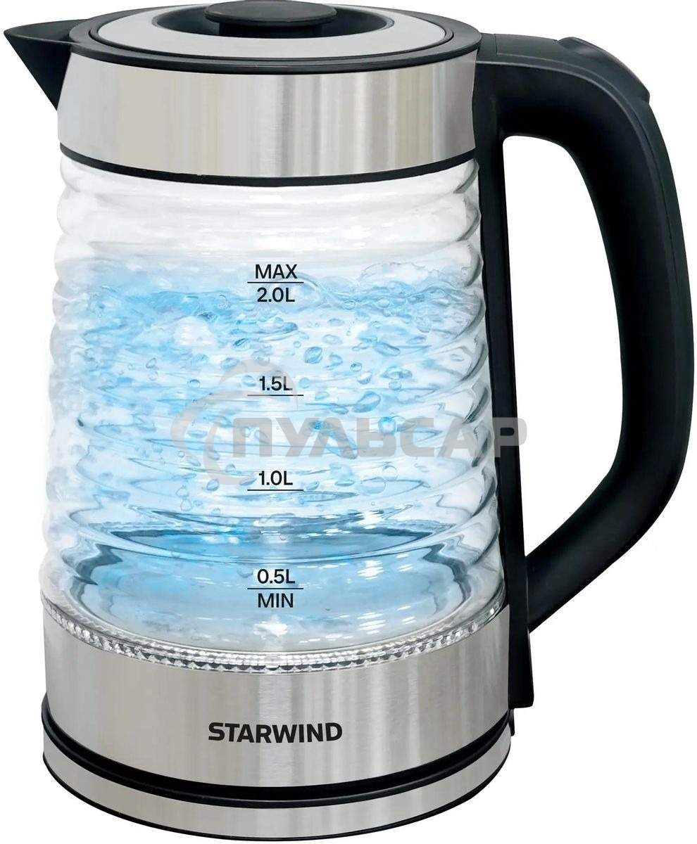 Чайник электрический Starwind SKG2111 2л. 1800Вт черный/прозрачный корпус: стекло
