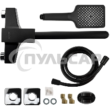 Смеситель в ванную BRIMIX 5564 длинный излив, шаровый, из высокопрочного пластика АБС, черный, квадратный корпус